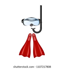 Retro diving goggles with red flippers