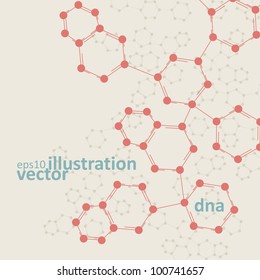 Retro dna, vintage molecule, cell illustration eps10