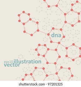 Retro dna, vintage molecule, cell illustration eps10