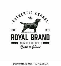 Retro dog badge template. Vector illustration.