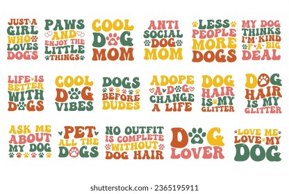 Retro Dog cut files Bundle, Retro Dog Quotes,Retro Dog Eps cut files,Hand drawn lettering phrase, EPS files, bundle, Saying about Retro Dog,