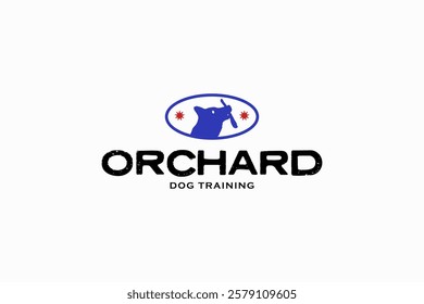 retro dog training symbol logo design vector inspiration. flat head dog bite wood iconic logo vector design template for dog training, and dog sport business.