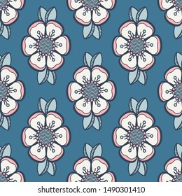 Retro dog-rose rose hip pattern, fashion floral design. Seamless floral pattern for fabric or wallpapers design.