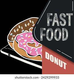 Retro donut Fast food Vector illustration