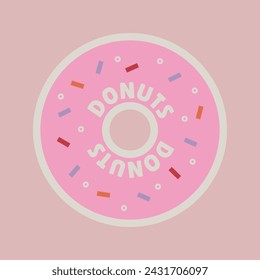 Retro donut sticker with text. Fun label design. Vintage fast food paper patch for card, poster, flyer, collage. Vector graphic