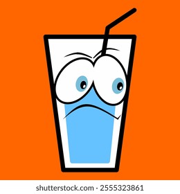 Retro doodle cute glass characters and geometric shapes and doodle poster. Print design for drinking glass cafe