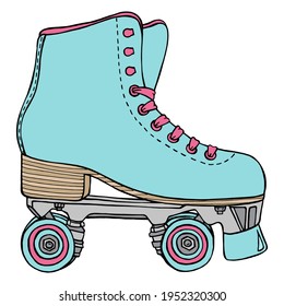 Retro Doodle style Rollerblade illustration in vector format. Vintage Hand drawn sketch of rollerskates