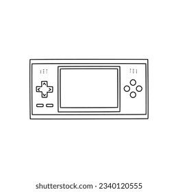 Retro doodle video game console. game portable console element. Vector illustration