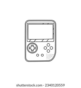Retro doodle video game console. game portable console element. Vector illustration