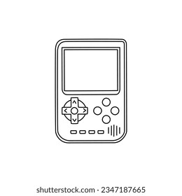 Videoconsola retro doodle. elemento de consola portátil de juegos. Ilustración del vector