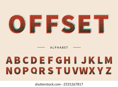 Alfabeto de pontos retrô no estilo dos anos 70