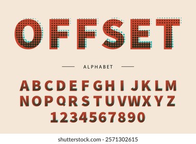 Retro dot alphabet in 70s style