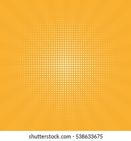 Retro dotes background. Centric yellow vector pattern. Backdrop template. Vector illustration.