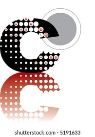 retro dots abstract zen alphabet design (vector) - part of a complete set