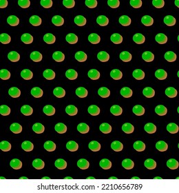 Retro dotted seamless pattern design.New Year's green balls on a black background.