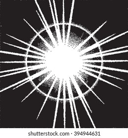 Retro dotwork sunburst or flare with rays