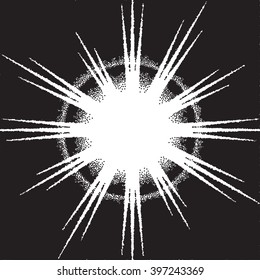 Retro dotwork sunburst or flare with rays