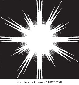 Retro dotwork sunburst or flare with rays