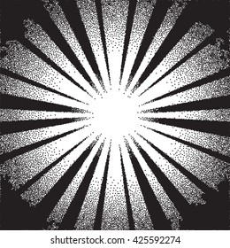 Retro dotwork sunburst or flare with rays
