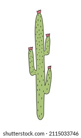 retro drawing; sticker. Cactus in children's style. Print for clothes. fashion vector illustration. cartoon style.