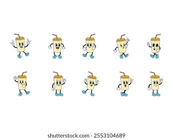 Conjunto de Elementos de Caractere de Bebida Retroativa