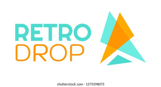 retro drop abstract blue orange shape logo concept design illustration