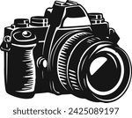 retro dslr camera vector stock illustration, Photograph camera icon