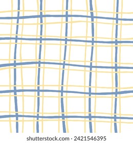 Retro dull dirty colors grid stripes vector pattern. Hand drawn doodle geometric abstract stripped plaid background