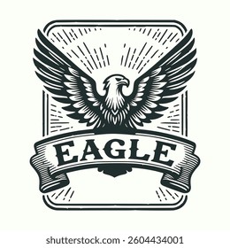 retro eagle bird print poster vintage vector illustration template design