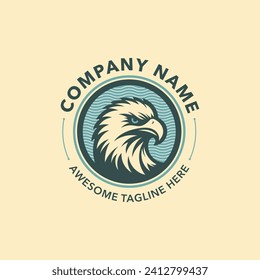 Retro eagle head logo emblem vector illustration. Vintage animal mascot professional corporate brand identity.