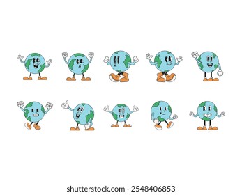 Retro Earth Character Element Set 