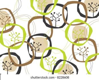 retro earth rings and trees (vector)