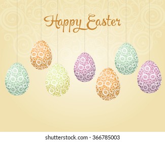 Retro Easter background with eggs