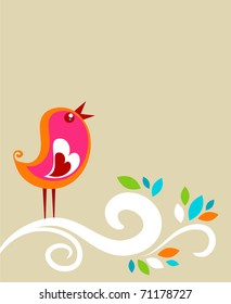 Pájaro de Pascua Retro en una rama