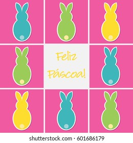 Retro Easter bunny card in vector format. Words translate to "Happy Easter".