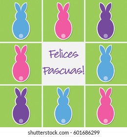 Retro Easter bunny card in vector format. Words translate to "Happy Easter".