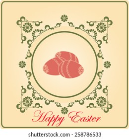 Retro Easter card with eggs and flowers - Vector illustration. 