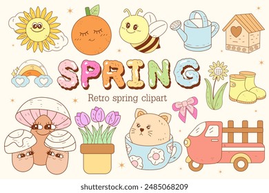 Retro easter clipart, Groovy hippie day, Easter egg, bunny clipart, Christian, Groovy easter clipart Retro spring clipart Animal Spring clip. art Hippie Bunny Easter eggs Chicks
