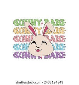 Retro Easter day tshirt, Easter Vector, Happy easter sublimation, Bunny Babe