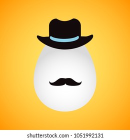 Retro easter egg with hat and mustache