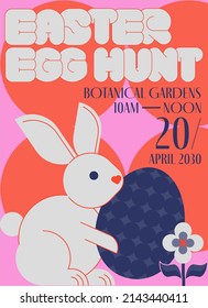 retro easter egg hunt invitation poster, card vector, illustration