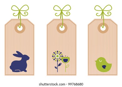 Retro easter labels isolated on white