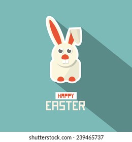 Retro Easter Paper Flat Design Bunny Vector Illustration