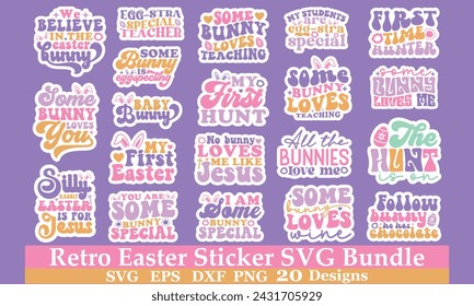 Retro Easter Sticker EPS Bundle, Single
Design