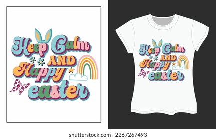 Retro Easter Sublimation Design. Retro Easter Day SVG T-shirt Design.