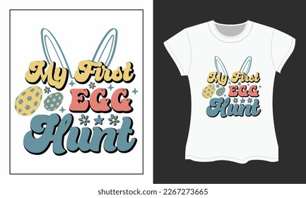 Retro Easter Sublimation Design. Retro Easter Day SVG T-shirt Design.