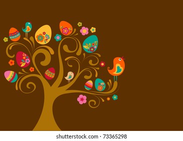 Retro Easter tree card