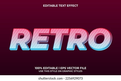 retro editable text effect, lettering typography font style, trendy 3d text for tittle