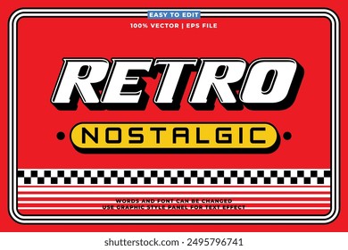 Retro editable text effect style - Retro vintage nostalgic vibes 3d cartoon style premium vector