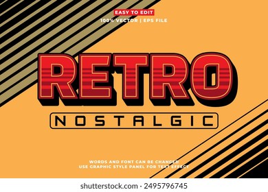 Retro editable text effect style - Retro vintage nostalgic vibes 3d cartoon style premium vector